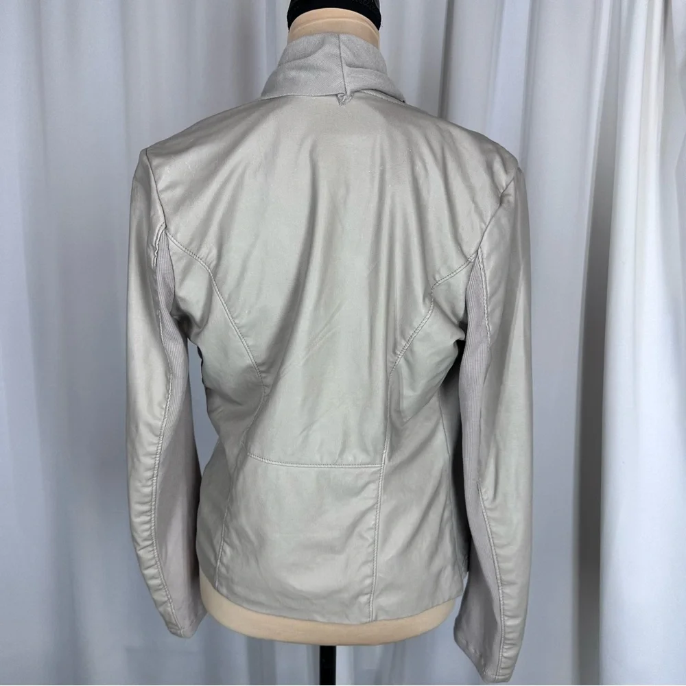 Cavalini‎ Faux Leather Jacket Sz Small Asymmetric Hem Diagonal Zip Artsy Funky